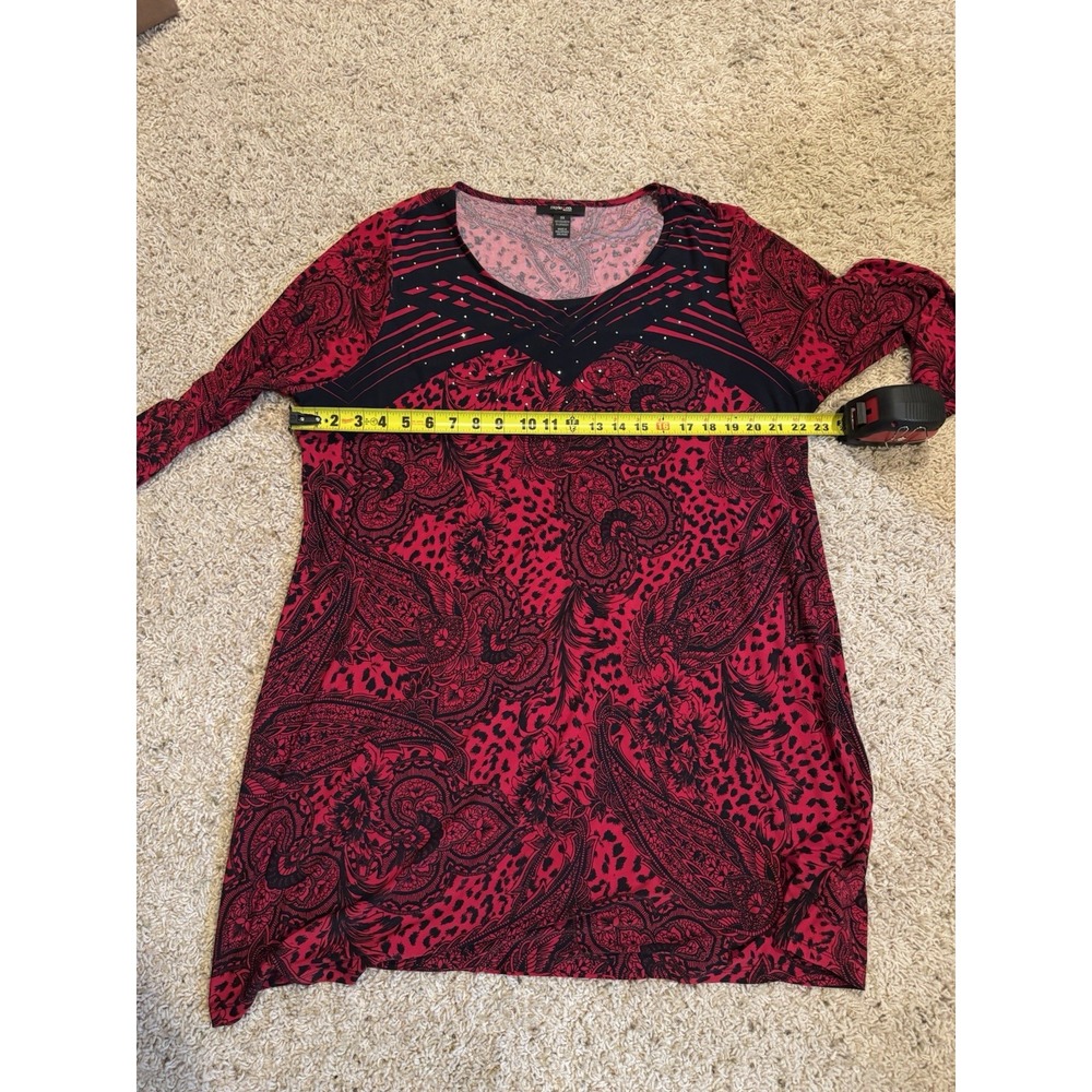 Style & Co. Red Black Embellished Tunic Top Dress 3X Teacher Office Grunge Fairy - Picture 7 of 8